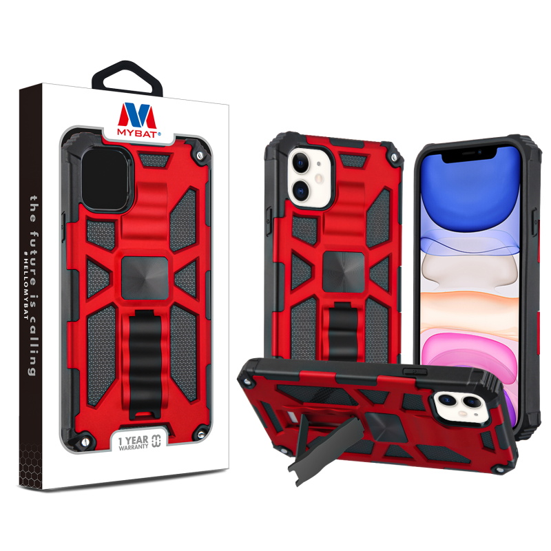 Picture of MyBat Sturdy Hybrid Protector Cover (with Stand) for Apple iPhone 11 - Red / Black