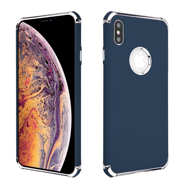Picture of Asmyna Frosted Klarion Candy Skin Cover for Apple iPhone XS Max - Electroplating Silver / Ink Blue