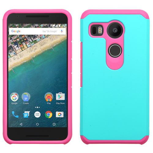 Picture of Asmyna Astronoot Protector Cover for Lg H790 (Nexus 5X) - Teal Green / Hot Pink