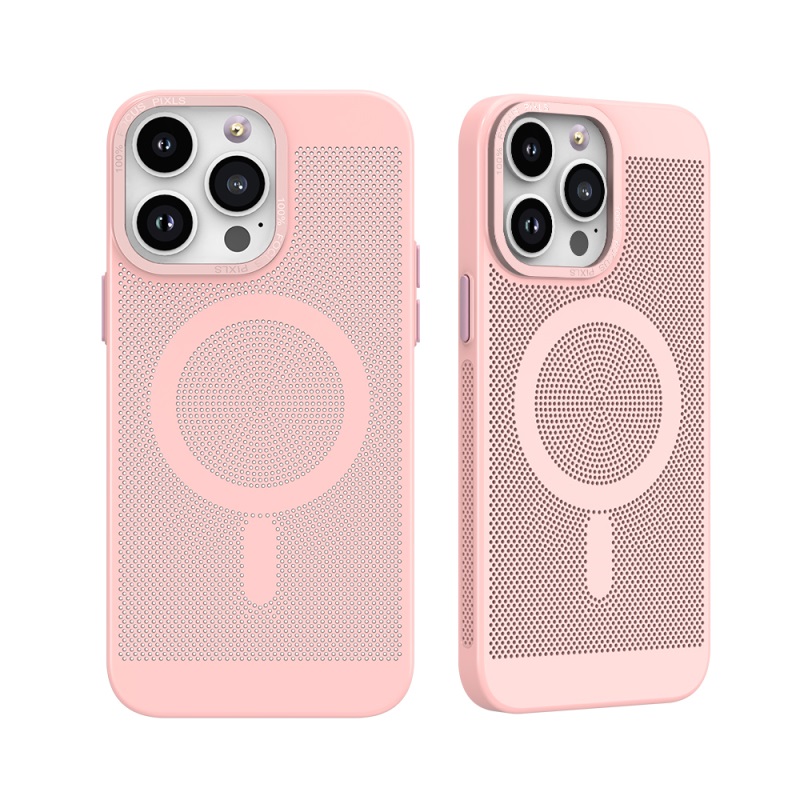 Picture of FOR IPHONE 15 PRO (6.1") BREEZE MESH COOLING COLLECTION ULTRA SLIM HEAT DISSIPATION CASE COMPATIBLE WITH MAGSAFE BREATHABLE COOLING MAGNETIC SLIM CASE WITH PREMIUM RETAIL PACKAGING - BLUSH PINK