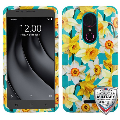 Picture of MyBat TUFF Series Case for Coolpad C3701A (Revvl Plus) / TMobile Revvl Plus - Spring Daffodils / Tropical Teal