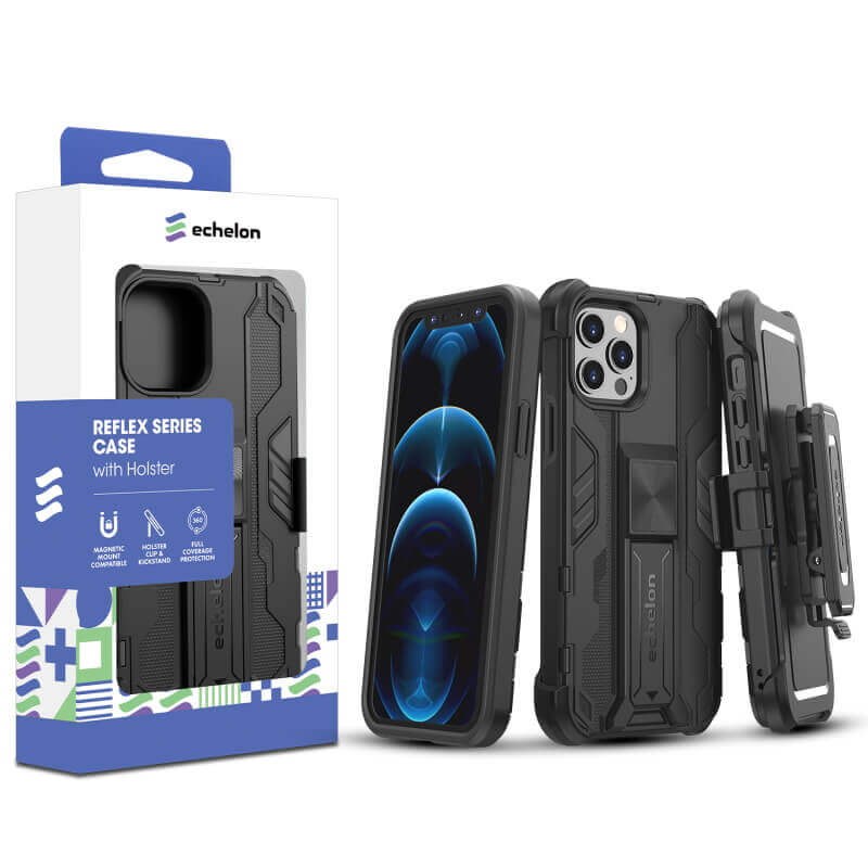 Picture of echelon Reflex Series Case with Holster for Apple iPhone 12 (6.1) / 12 Pro (6.1) - Black