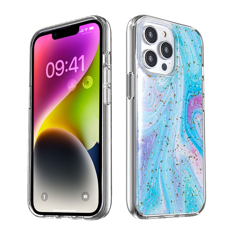 Picture of FOR IPHONE 15 PRO (6.1") DREAMY SERIES GALAXY MILK FUSION PROTECTIVE CASE WITH RAISED CAMERA OPENING - BLUE SWIRL