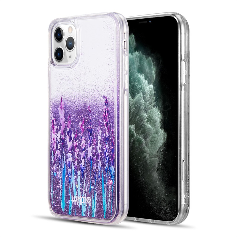 Picture of FOR IPHONE 15 PRO (6.1") LUXMO WATERFALL FUSION LIQUID SPARKLING FLOWING SAND CASE - LOVE & LAVENDER