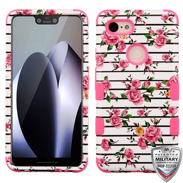 Picture of MyBat TUFF Series Case for Google Pixel 3 XL - Pink Fresh Roses / Electric Pink