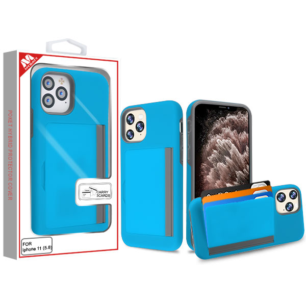 Picture of MyBat Poket Hybrid Protector Cover (with Back Film) for Apple iPhone 11 Pro Max - Blue / Gray