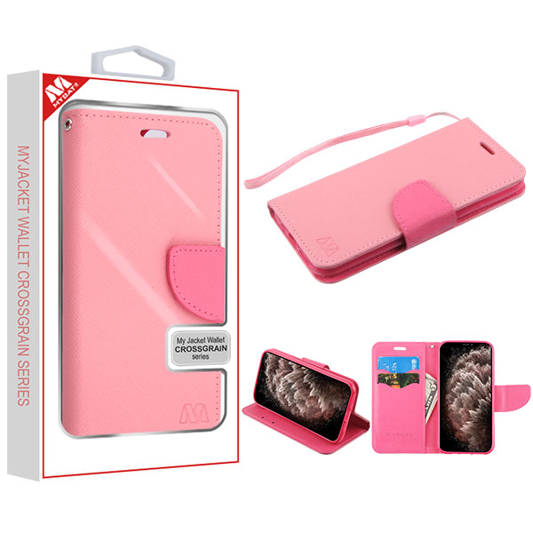 Picture of MyBat Liner MyJacket Wallet Crossgrain Series for Apple iPhone 11 Pro Max - Pink Pattern / Hot Pink
