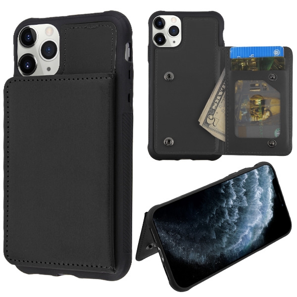 Picture of MyBat Flip Wallet Executive Protector Cover(TPU Case with Snap Fasteners) for Apple iPhone 11 Pro - Black