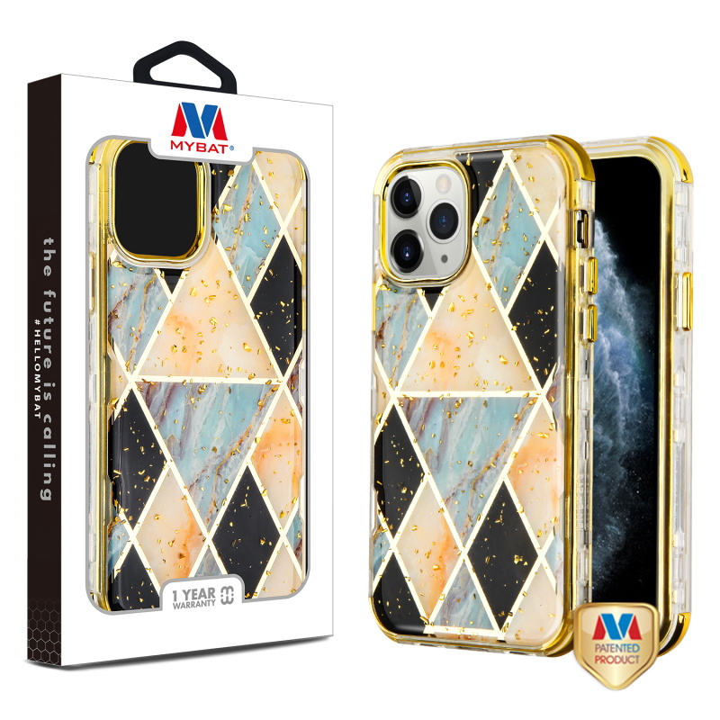 Picture of MyBat TUFF Kleer Hybrid Case for Apple iPhone 11 - Electroplated Blue Marble / Electroplating Gold