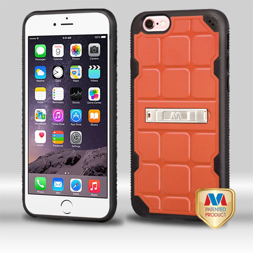 Picture of MyBat DefyR Hybrid Protector Cover (with Stand) for Apple iPhone 6s Plus/6 Plus - Natural Orange / Black