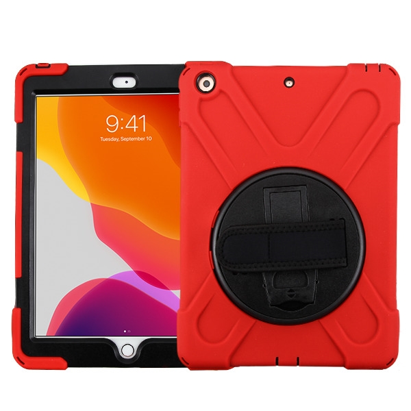 Picture of MyBat Rotatable Stand Protector Cover (with Wristband) for Apple iPad 10.2 (2019) (A2197, A2200, A2198)/iPad 10.2 (2020) / iPad 10.2 (2021) - Black / Red