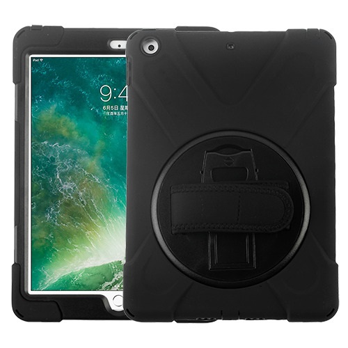 Picture of MyBat Rotatable Stand Protector Cover (with Wristband) for Apple iPad 9.7 (2017) (A1822,A1823) / iPad 9.7 (2018) (A1954,A1893) - Black / Black