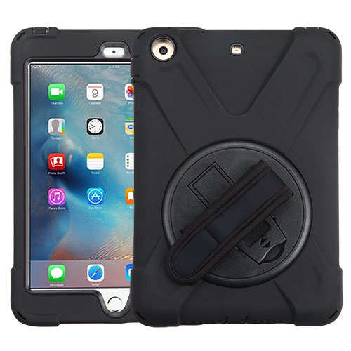 Picture of MyBat Rotatable Stand Protector Cover (with Wristband) for Apple iPad mini (A1432,A1454,A1455)/iPad mini 3 (A1599,A1600) / iPad mini with Retina display (A1489,A1490,A1491) - Black / Black