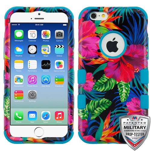 Picture of MyBat TUFF Series Case for Apple iPhone 6s/6 - Electric Hibiscus / Tropical Teal
