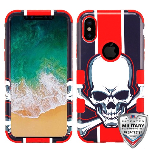 Picture of MyBat TUFF Series Case for Apple iPhone XS/X - UnionJackSkull / Red