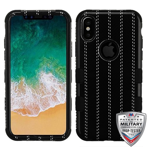 Picture of MyBat TUFF Series Case for Apple iPhone XS/X - BlackStripedSuit / Black