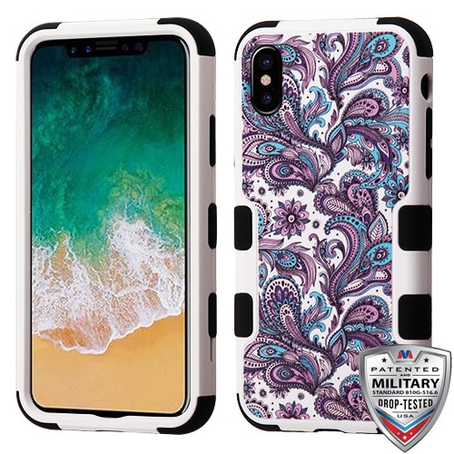 Picture of MyBat TUFF Series Case for Apple iPhone XS/X - Purple European Flowers / Black