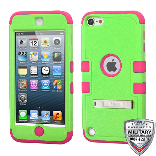 Picture of MyBat TUFF Series Case (with Stand) for Apple iPod touch (5th generation)/The new iPod touch / iPod touch (6th generation) - Natural Pearl Green / Electric Pink