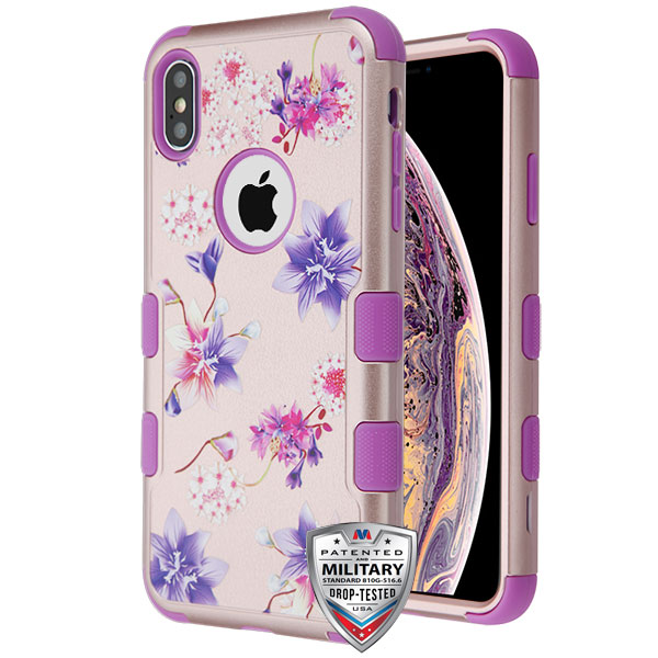 Picture of MyBat TUFF Series Case for Apple iPhone XS Max - Purple Stargazers Textured Rose Gold / Electric Purple