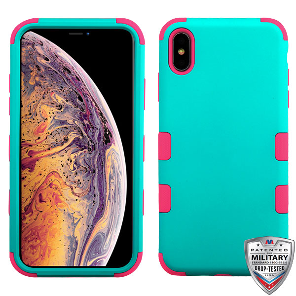Picture of MyBat TUFF Series Case for Apple iPhone XS Max - Rubberized Teal Green / Electric Pink
