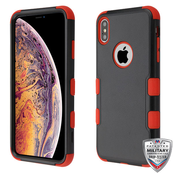 Picture of MyBat TUFF Series Case for Apple iPhone XS Max - Natural Black / Red