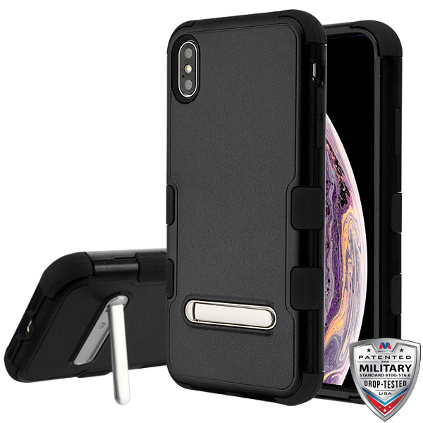 Picture of MyBat TUFF Series Case (with Magnetic Metal Stand) for Apple iPhone XS Max - Natural Black / Black