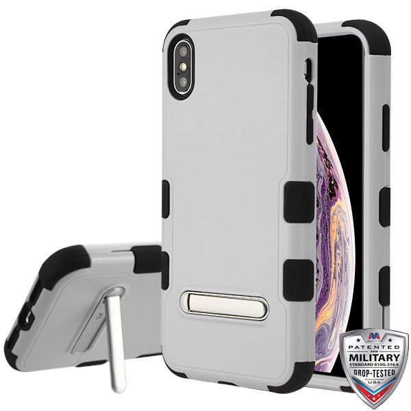 Picture of MyBat TUFF Series Case (with Magnetic Metal Stand) for Apple iPhone XS Max - Natural Gray / Black