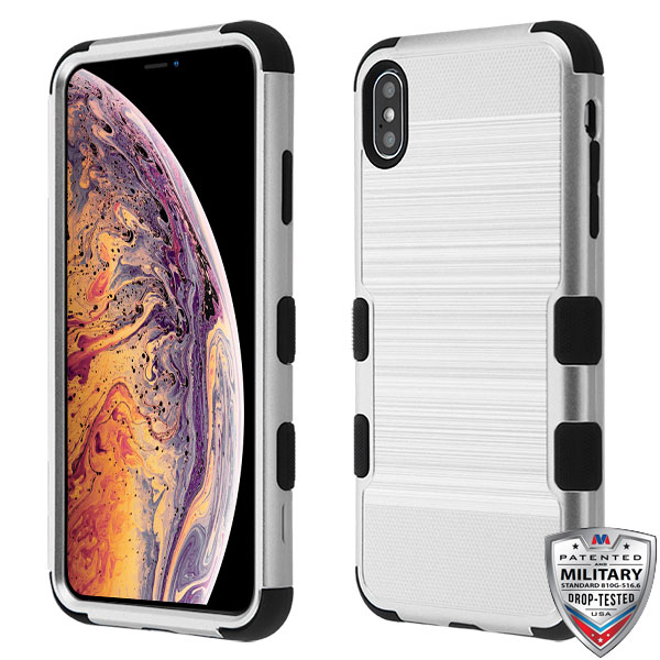 Picture of MyBat TUFF Series Case for Apple iPhone XS Max - Silver Brushed / Black