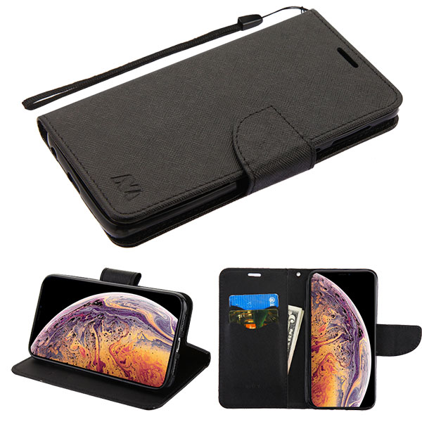 Picture of MyBat Liner MyJacket Wallet Crossgrain Series for Apple iPhone XS Max - Black Pattern / Black