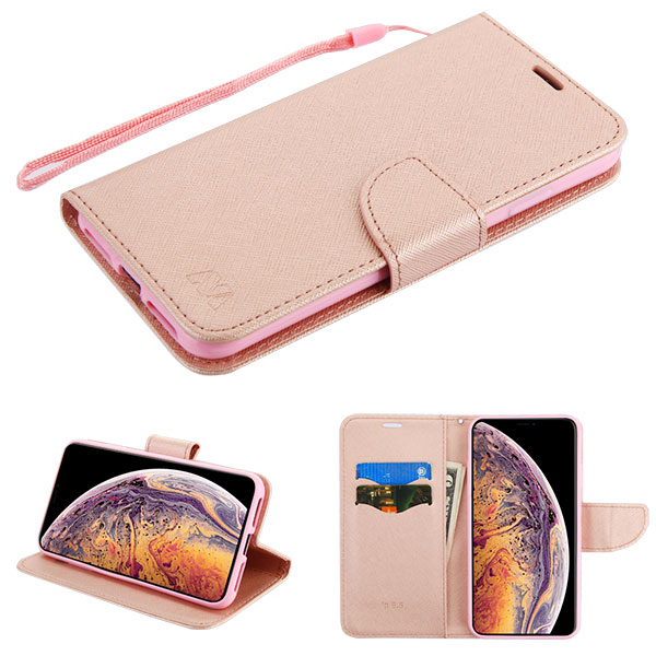 Picture of MyBat Liner MyJacket Wallet Crossgrain Series for Apple iPhone XS Max - Rose Gold Pattern / Rose Gold