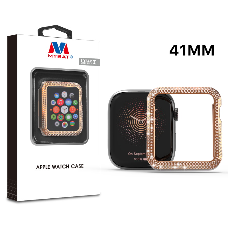 Picture of MyBat Apple Watch Case (with Diamonds) for Apple Watch Series 7 41mm/Watch Series 9 41mm / Watch Series 8 41mm - Electroplated Rose Gold