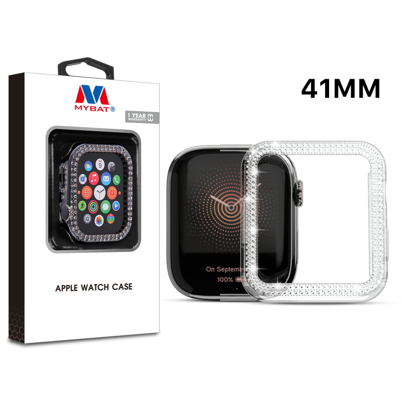 Picture of MyBat Apple Watch Case (with Diamonds) for Apple Watch Series 7 41mm/Watch Series 9 41mm / Watch Series 8 41mm - Transparent Clear