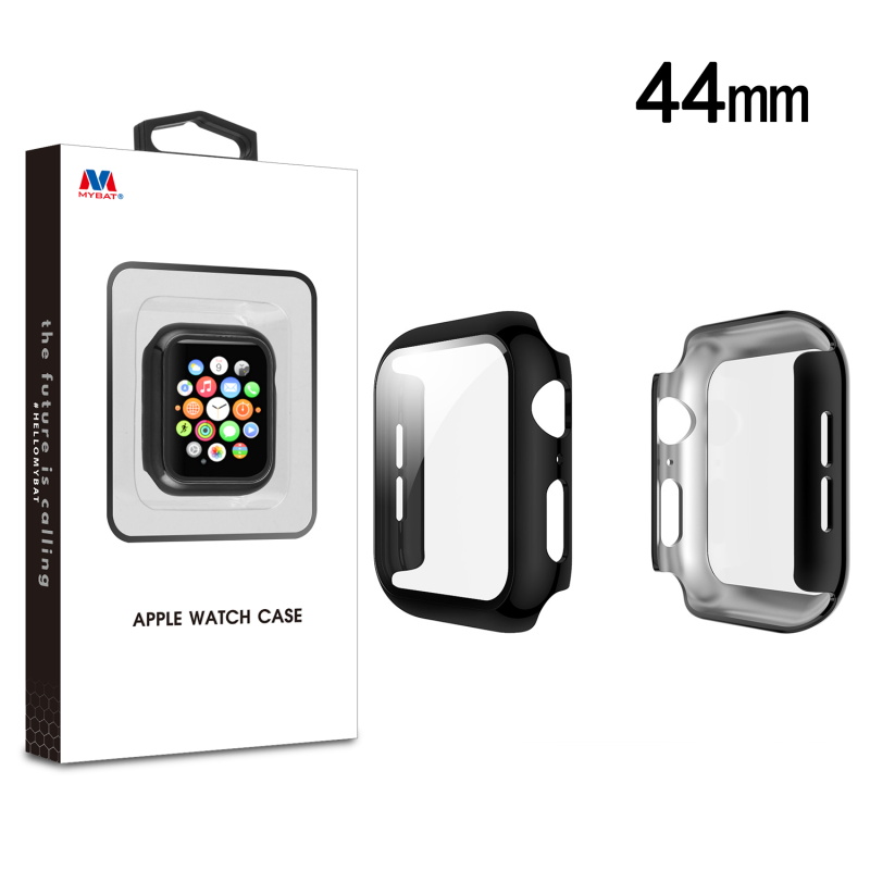 Picture of MyBat Fusion Protector Case (with Tempered Glass Screen Protector) for Apple Watch Series 4 44mm/Watch SE (2022) 44mm / Watch SE 44mm - Electroplated Black