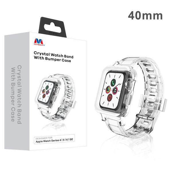 Picture of MyBat Crystal Watch Band with Bumper Case for Apple Watch Series 6 40mm/Watch Series 9 41mm / Watch SE (2022) 40mm - Transparent Clear