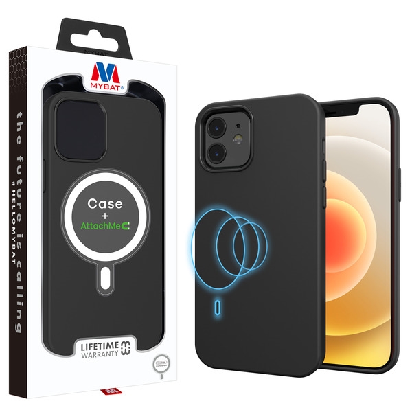 Picture of MyBat LIQUID SILICONE EDITION Hybrid Case + AttachMe with MagSafe Compatible for Apple iPhone 12 mini (5.4) - Black