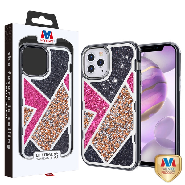 Picture of MyBat TUFF Kleer Hybrid Case for Apple iPhone 12 Pro Max (6.7) - Electroplated Black / Transparent Clear Mini Crystals & Glitter