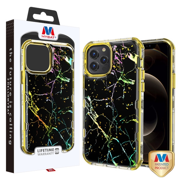 Picture of MyBat TUFF Kleer Hybrid Case for Apple iPhone 12 Pro Max (6.7) - Black Marbling / Electroplating Gold
