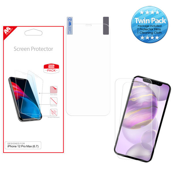 Picture of MyBat Screen Protector Twin Pack for Apple iPhone 12 Pro Max (6.7) - Clear