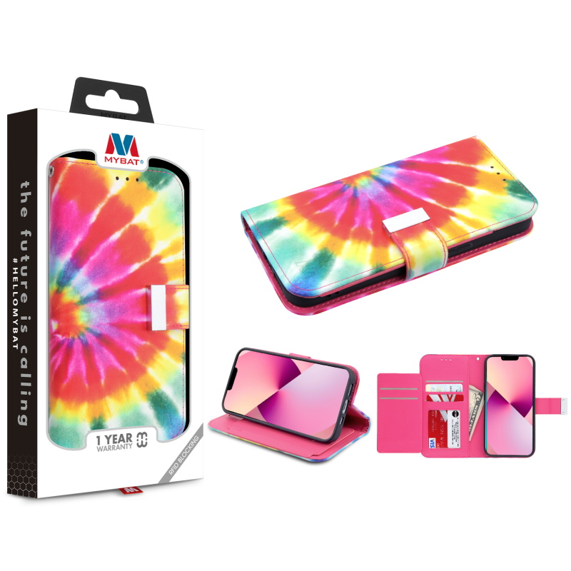Picture of MyBat MyJacket Wallet Xtra Series with RFID Blocking for Apple iPhone 13 (6.1) - Tie Dye Swirl