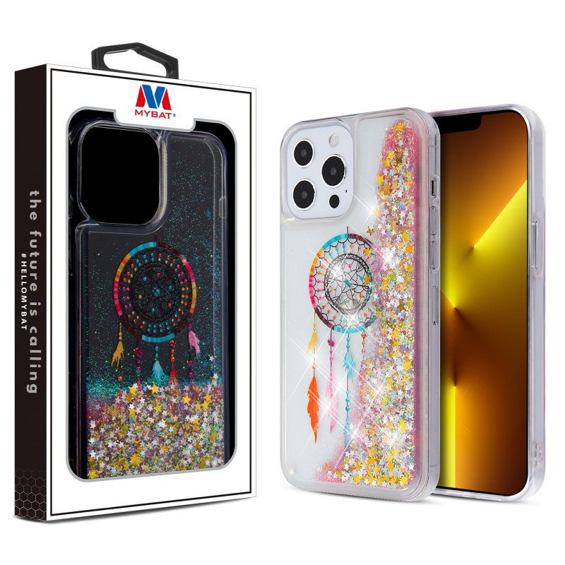 Picture of MyBat Quicksand Glitter Hybrid Protector Cover for Apple iPhone 13 Pro (6.1) - Dreamcatcher & Gold Stars
