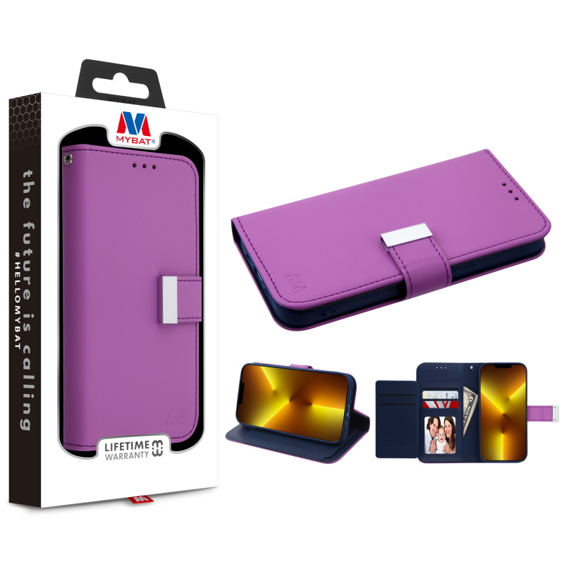 Picture of MyBat MyJacket Wallet Xtra Series for Apple iPhone 13 Pro (6.1) - Purple / Dark Blue