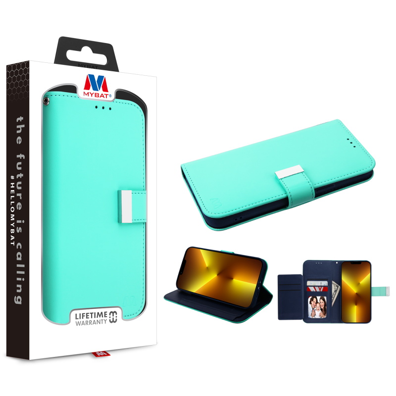 Picture of MyBat MyJacket Wallet Xtra Series for Apple iPhone 13 Pro (6.1) - Teal Green / Dark Blue