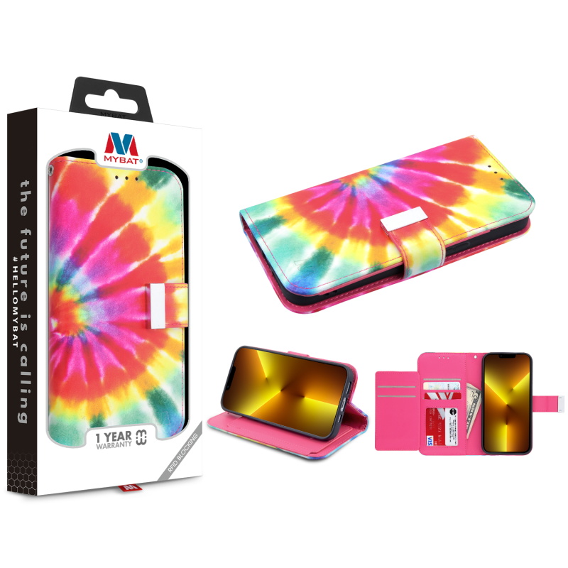 Picture of MyBat MyJacket Wallet Xtra Series with RFID Blocking for Apple iPhone 13 Pro (6.1) - Tie Dye Swirl