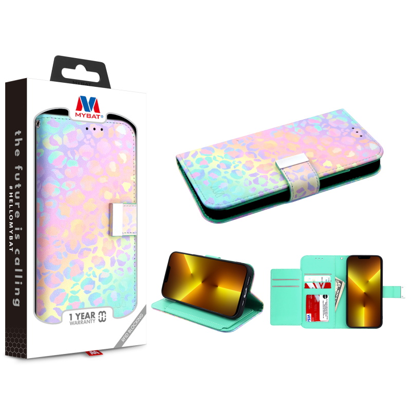 Picture of MyBat MyJacket Wallet Xtra Series with RFID Blocking for Apple iPhone 13 Pro (6.1) - Holographic Leopard