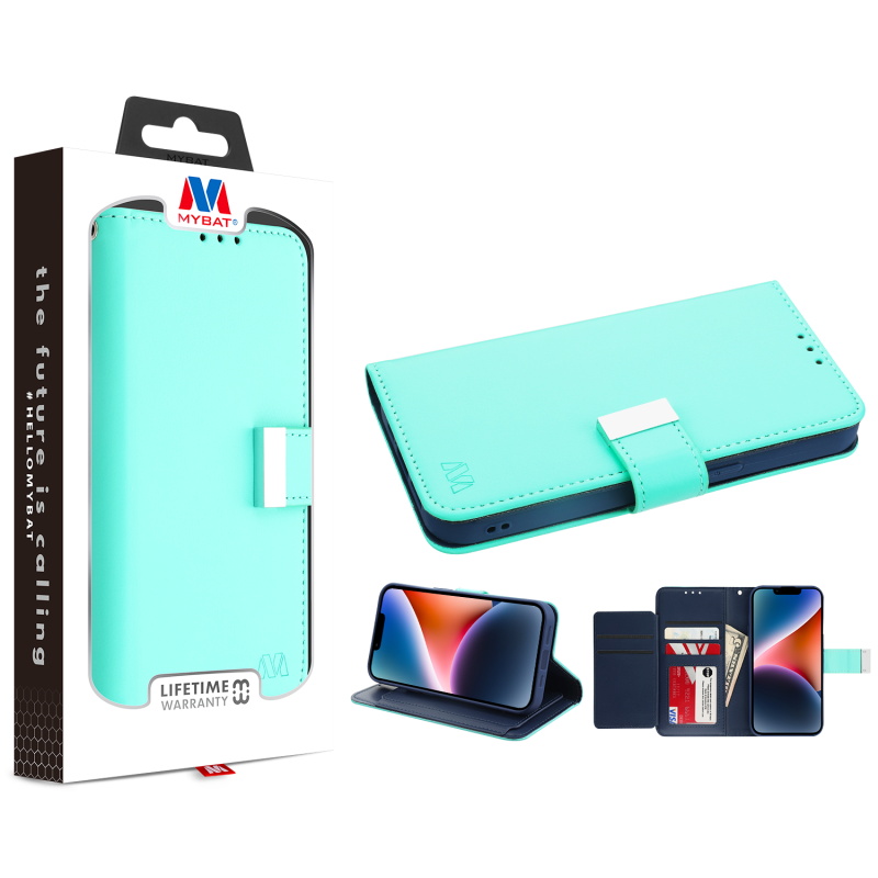 Picture of MyBat MyJacket Wallet Xtra Series for Apple iPhone 14 Plus (6.7) - Teal Green / Dark Blue