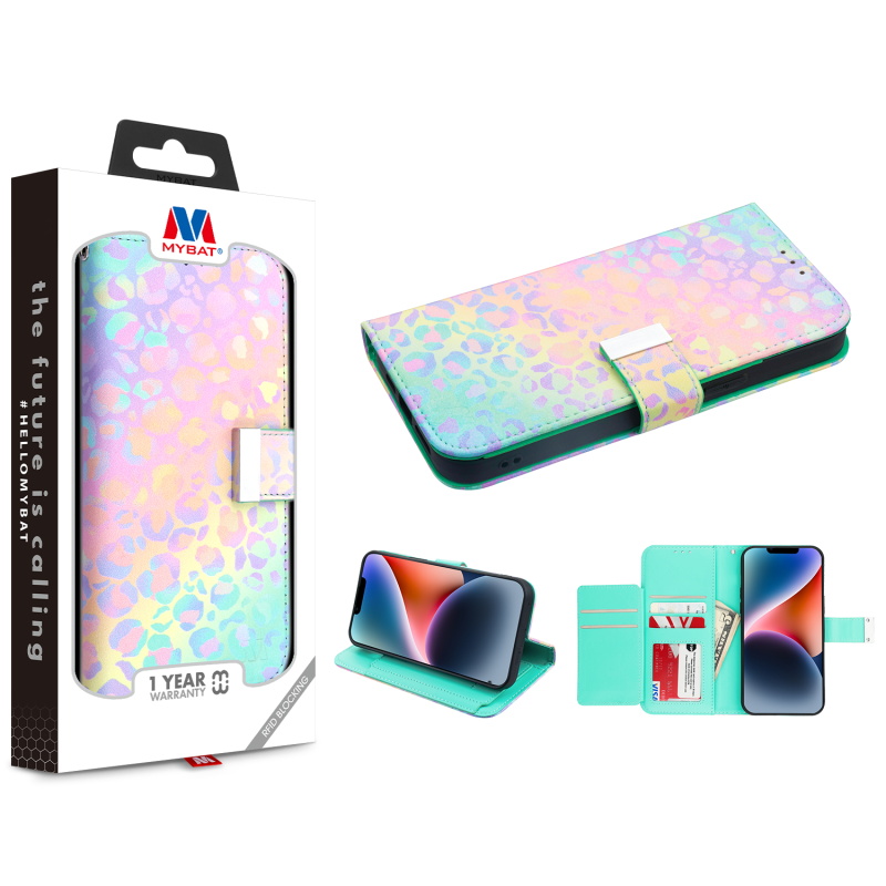 Picture of MyBat MyJacket Wallet Xtra Series with RFID Blocking for Apple iPhone 14 Plus (6.7) - Holographic Leopard