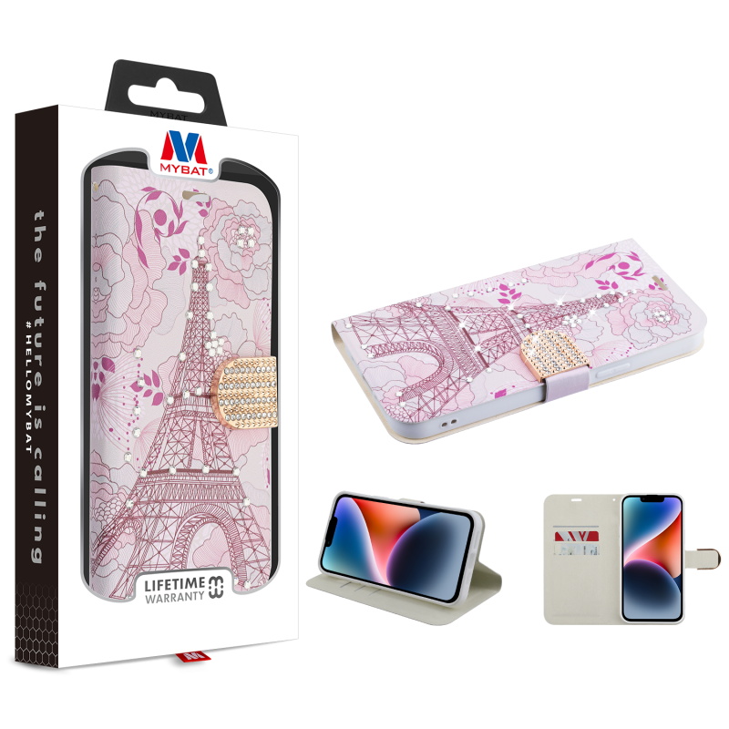Picture of MyBat MyJacket Wallet Diamond Series for Apple iPhone 14 (6.1) - Eiffel Tower