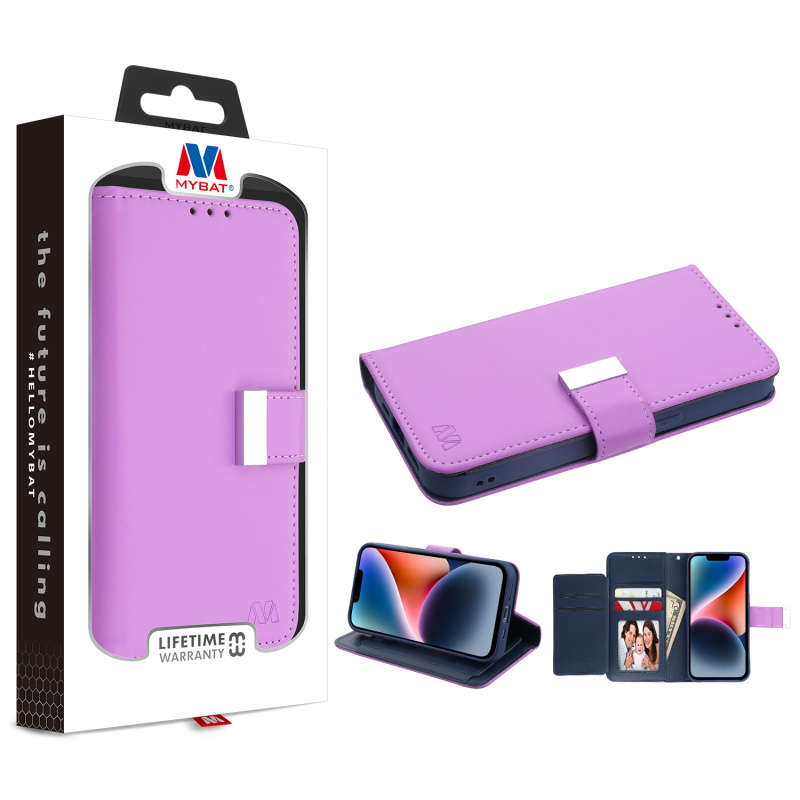 Picture of MyBat MyJacket Wallet Xtra Series for Apple iPhone 14 (6.1) - Purple / Dark Blue