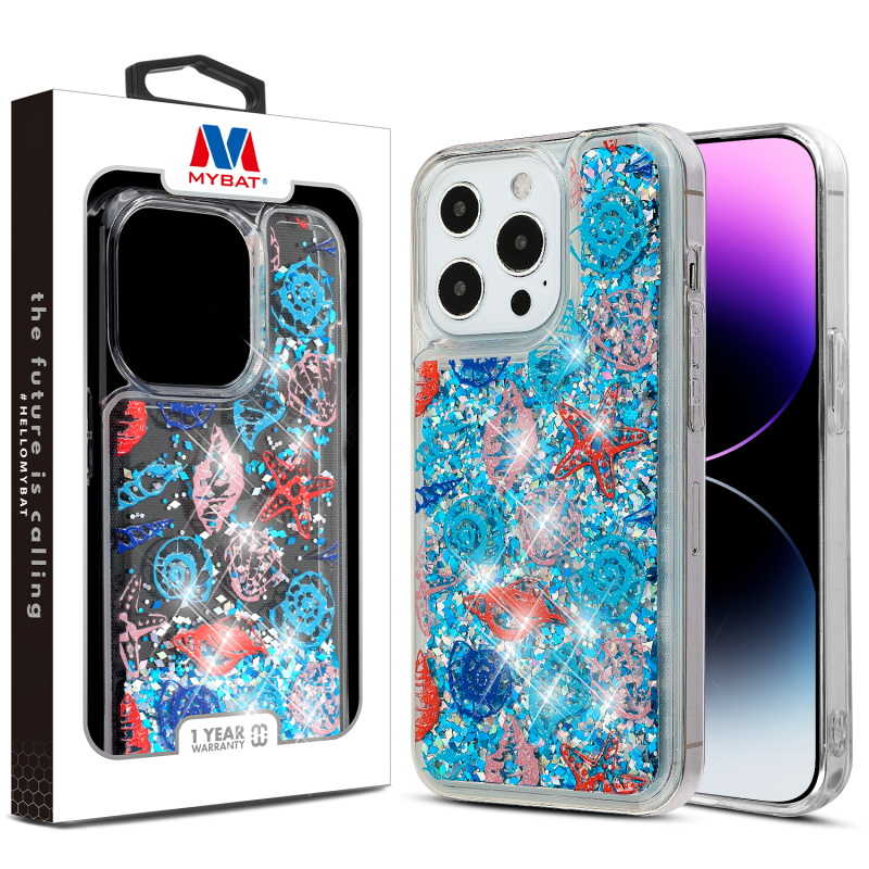 Picture of MyBat Quicksand Glitter Hybrid Protector Cover for Apple iPhone 14 Pro (6.1) - Seashells