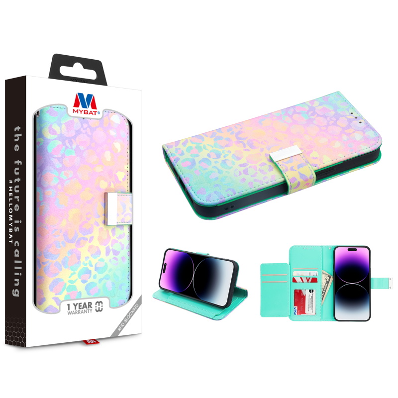 Picture of MyBat MyJacket Wallet Xtra Series with RFID Blocking for Apple iPhone 14 Pro Max (6.7) - Holographic Leopard